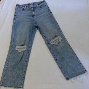 SO "Highest Rise Baggy Dad Jean" Distressed Bootcut Denim Awesome Pants!